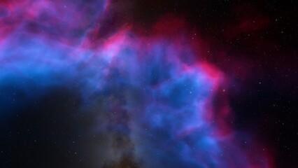 nebula gas cloud in deep outer space, science fiction illustrarion, colorful space background with stars 3d render