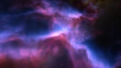 nebula gas cloud in deep outer space, science fiction illustrarion, colorful space background with stars 3d render