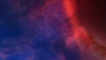 nebula gas cloud in deep outer space, science fiction illustrarion, colorful space background with stars 3d render
