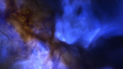 nebula gas cloud in deep outer space, science fiction illustrarion, colorful space background with stars 3d render