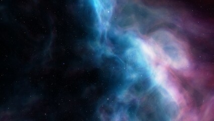 nebula gas cloud in deep outer space, science fiction illustrarion, colorful space background with stars 3d render