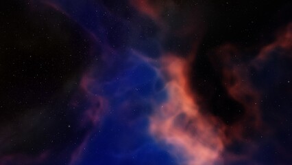 nebula gas cloud in deep outer space, science fiction illustrarion, colorful space background with stars 3d render