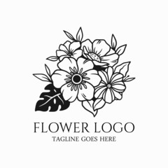 Sticker - Flower logo vector, beauty flower icon company, abstract floral design illustration