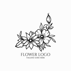 Sticker - Floral design logo, flower icon vector, beauty flower silhouette