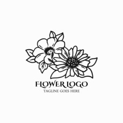 Sticker - Flower logo vector, floral icon illustration