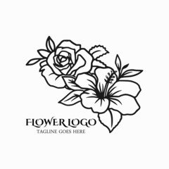 Sticker - Floral logo vector, flower design logo icon art symbol company