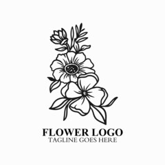 Sticker - Flower logo vector, elegant flower icon design illustration