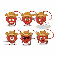 Wall Mural - Cool cowboy red heart necklace cartoon character with a cute hat