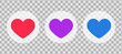 Likes in shape of heart. Colorful like icon or emoticon. Vector illlustration isolated in transparent background