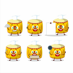 Sticker - Cartoon character of yellow chinese drum with various chef emoticons