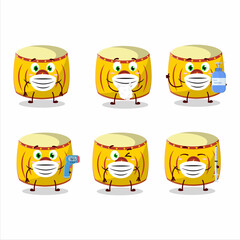 Sticker - A picture of yellow chinese drum cartoon design style keep staying healthy during a pandemic