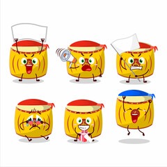 Wall Mural - Mascot design style of yellow chinese drum character as an attractive supporter