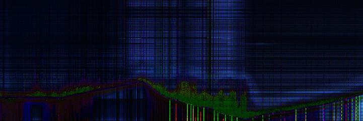 Aufkleber - dark abstract digital background: damaged screen matrix with interference of monitor and camera matrices