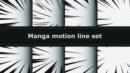 Wall Mural - speed lines as manga comic effect on transparent background collection set. cartoon anime action bac