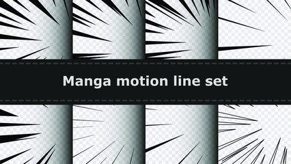 Wall Mural - speed lines as manga comic effect on transparent background collection set. cartoon anime action bac