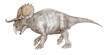 ナーストケラトプス「大きな鼻と角のある顔」　白亜紀後期の米国ユタ州の地層から発見された恐竜。2013年にセントロサウルス亜科として記載された、比較的原始的な草食性の角竜であり、特徴的な上眼窩の角は野牛を思わせるようなに横方向に強く湾曲しながら前方に伸びる形である。全長は4.5メートルほどの中型種であり、体重は1.5トン程度と推定された。