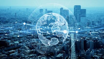 Aufkleber - Global communication network concept. Digital transformation.