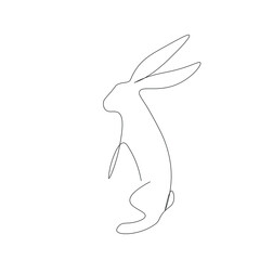 Wall Mural - Easter bunny silhouette line drawing vector illustration