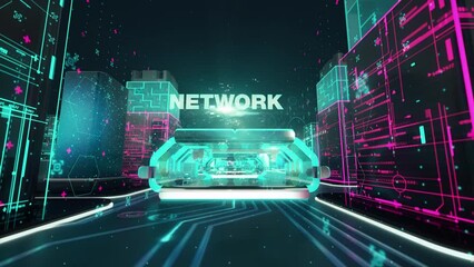 Wall Mural - Cybersecurity Mesh with digital technology hitech concept
