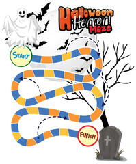 Wall Mural - Snake and ladders game template in Halloween theme