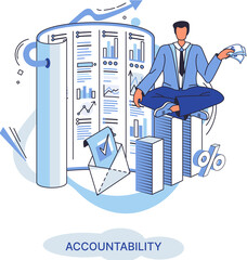 Fototapete - Financial administration, examiner conducts an audit checks statements in documents, accountability concept with character. Company tax and account. Capital markets, trading, e-commerce, accounting