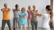 © Prostock-studio - Sporty elderly people having fitness class, training with instructor