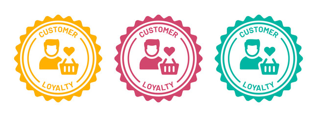 Poster - Customer loyalty icon set. Customer satisfaction symbol on badge design.