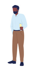 Poster - Modest guy at party semi flat color vector character. Standing figure. Full body person on white. Festive celebration simple cartoon style illustration for web graphic design and animation