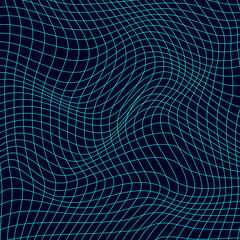 Poster - Abstract distorted wireframe wave. Vector curve surface background. Technology grid pattern. Mesh wave.