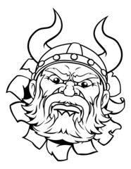 Poster - Viking Warrior Barbarian Mascot Cartoon Face