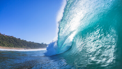 Wall Mural - Ocean Wave Swimming Close-Up Hollow Crashing Tube of Natures Power