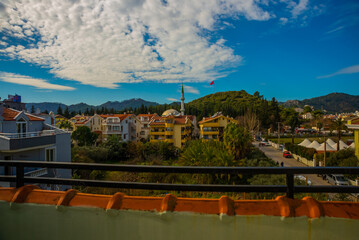 Wall Mural - MARMARIS, TURKEY: View from the terrace of the residential area with hotels and apartments in the center of Marmaris.