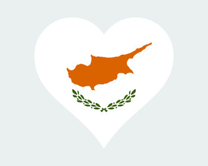 Wall Mural - Cyprus Heart Flag. Cypriot Love Shape Country Nation National Flag. Republic of Cyprus Banner Icon Sign Symbol. EPS Vector Illustration.