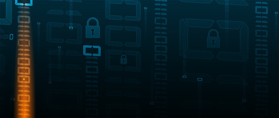 internet digital security technology concept for business background. Lock on circuit board