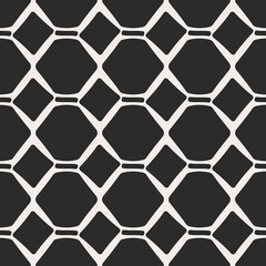 Poster - Black hexagons and rhombuses. Simple and identical rhombuses in a seamless pattern.