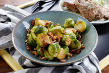 Brussels Sprouts Fried With Bacon And Nuts