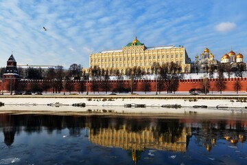 Moscow Kremlin architecture in winter.	