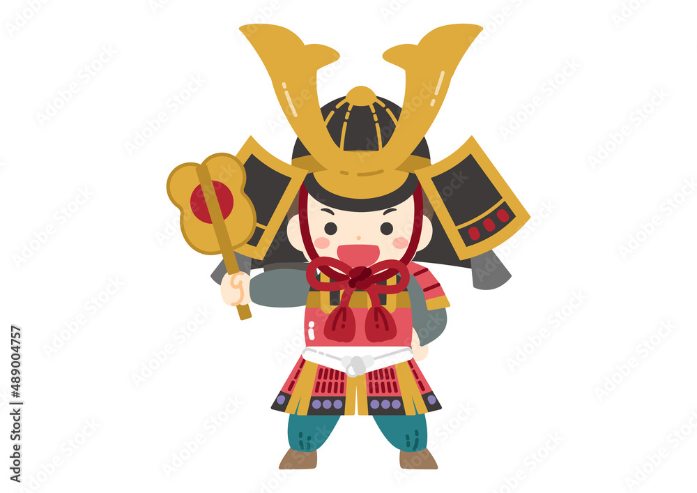 鎧兜を身に付けた子供のイラスト 端午の節句 こどもの日 五月人形