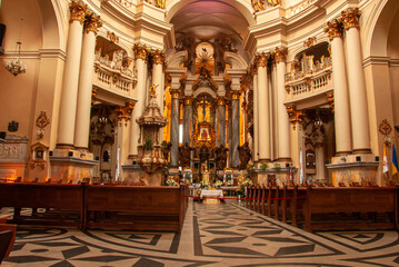 Nice view of St. George's Cathedral, Lviv, Ukraine, historical building, culture and religion