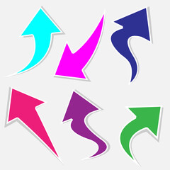 Fototapete - Arrow set. Colored curved arrows. Vector illustration isolated on white background