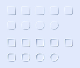 Poster - White neomorphism design style buttons square or round shapes editable neomorphic website mobile menu navigation application