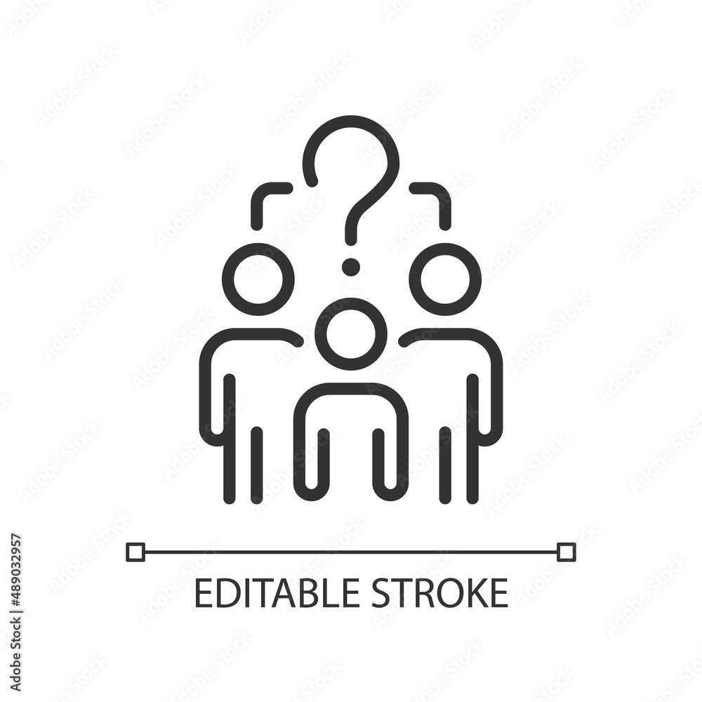 Common question linear icon. People group and question mark. Social ...