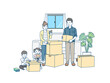 © SENRYU - 引越しの準備をする家族　親子　荷造り　ダンボール　イラスト