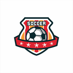 Soccer club emblem. Football badge shield logo, soccer ball team game club elements, Vector Logo Illustration Fit to championship or team