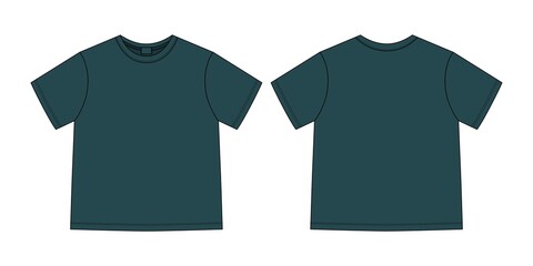Wall Mural - Apparel technical sketch unisex t shirt. T-shirt design template.