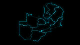 Fototapeta Mapy - Outline Map of Zambia with Provinces in Black Background
