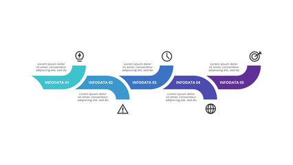 Poster - Creative concept for infographic with 5 steps, options, parts or processes. Business data visualization.
