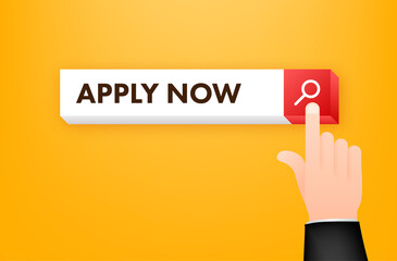 Aufkleber - Apply now button on search bar. Pointer click. Cursor icon.