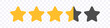 Rating five stars. Vector gold stars to indicate the rating of products or films.
