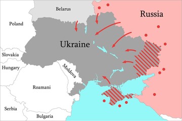 Map of the war in Ukraine and the Middle East.